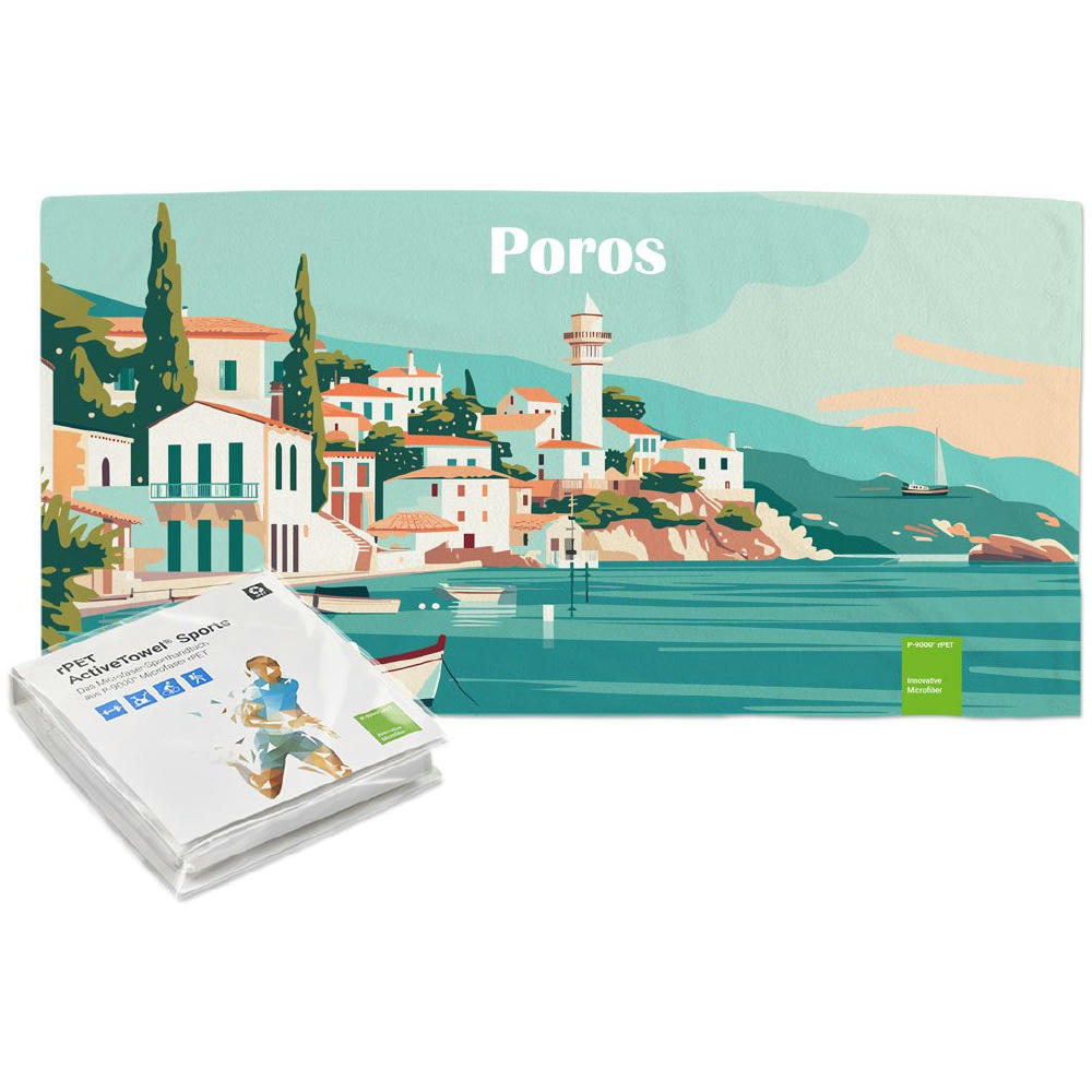 rPET ActiveTowel® Sports 80x40 cm im Polybeutel mit Klappkarte, All-Inklusive-Paket Werbeartikel