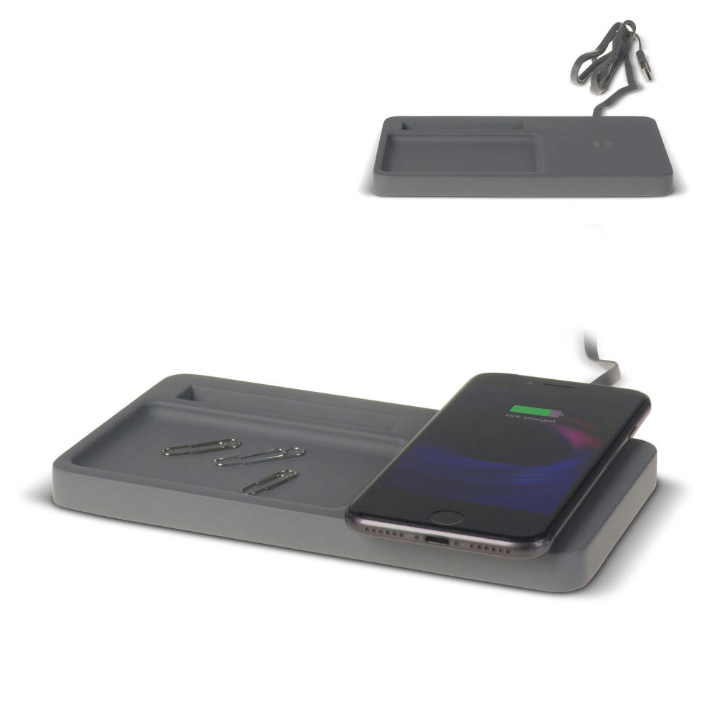 Product image Limestone Desk organizer with wireless charger 5W Werbeartikel