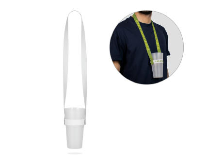 Product image OXFORD. Lanyard und elastischer Becherhalter aus Polyester (100%rPET) für Sublimation geeignet Werbeartikel