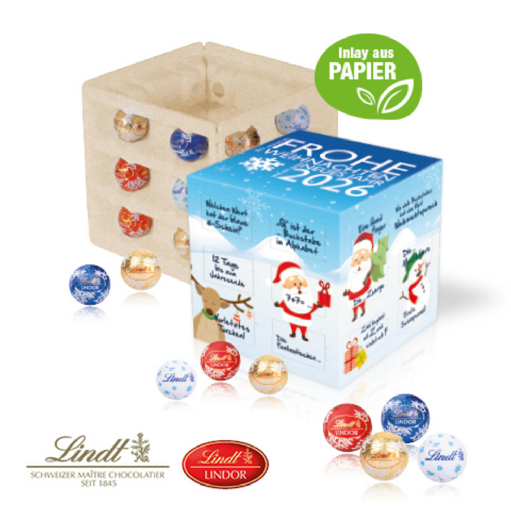 Product image Adventskalender "Cube" mit Lindt Schokolade mit Papier-Inlay Werbeartikel