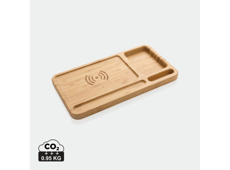 Bambus Desk Organizer mit 10W Wireless Charger Werbeartikel