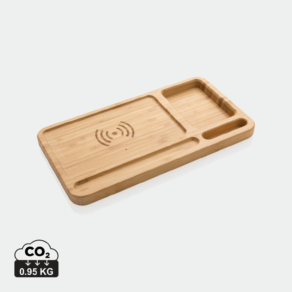 Product image Bambus Desk Organizer mit 10W Wireless Charger Werbeartikel