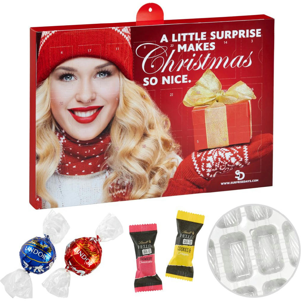 Product image Premium Präsent-Adventskalender mit Lindt Lindor & Hello Mini Stick-Mix Werbeartikel