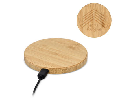 Wireless Ladepad Bambus 15W Werbeartikel