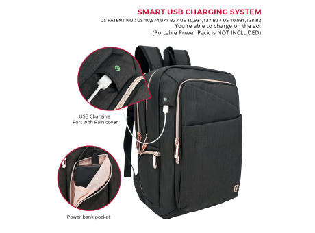 SwissDigital Design KATY ROSE Black Backpack | Massage bedrucken