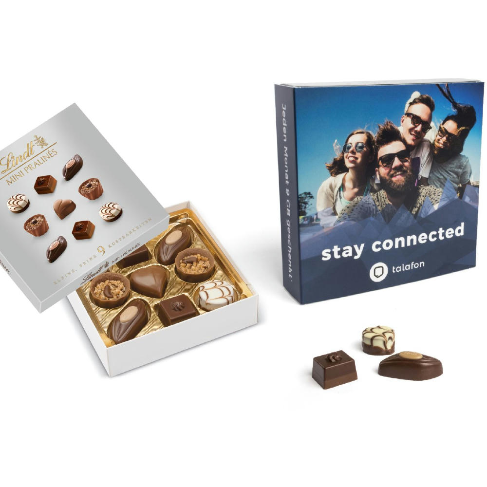 Product image Lindt Mini Pralinés im Werbeschuber Werbeartikel