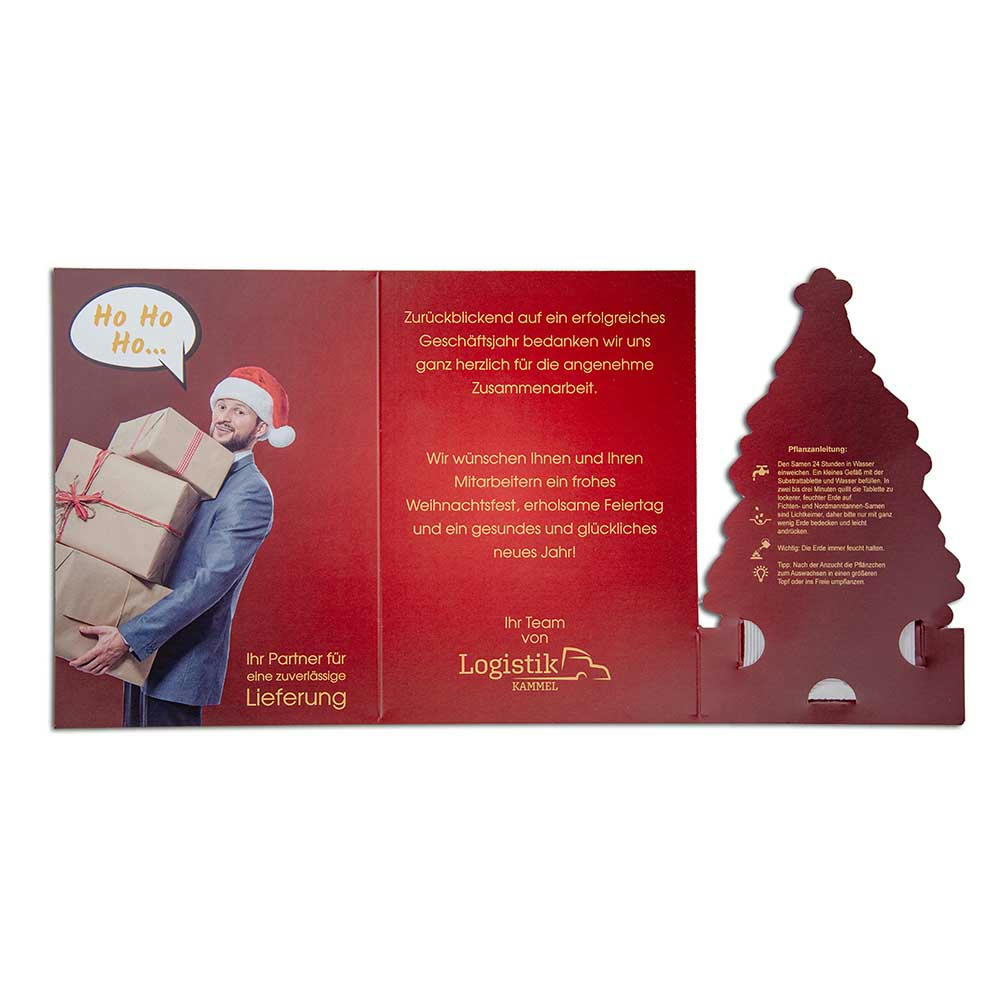 Weihnachtsbaum-Karte - mit Digitaldruck Werbeartikel
