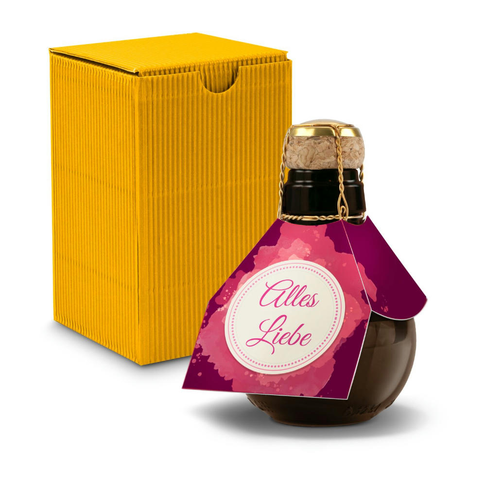 Product image Kleinste Sektflasche der Welt! Alles Liebe - Inklusive Geschenkkarton in Gelb, 125 ml Werbeartikel