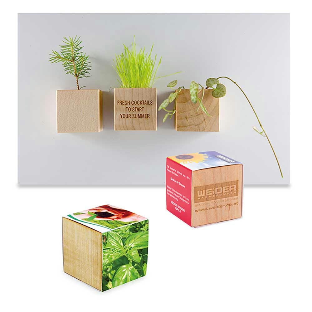 Product image Pflanz-Holz Magnet mit Samen - Basilikum Werbeartikel