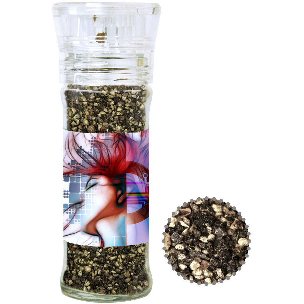 Product image Pfeffer geschrotet, ca. 45g, transparente Gewürzmühle Werbeartikel