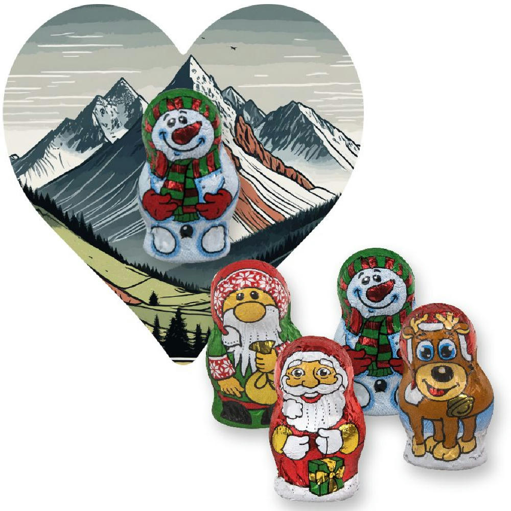 Product image Schoko-Weihnachts Mix, ca. 7g, Flyer Mini Herzform Werbeartikel