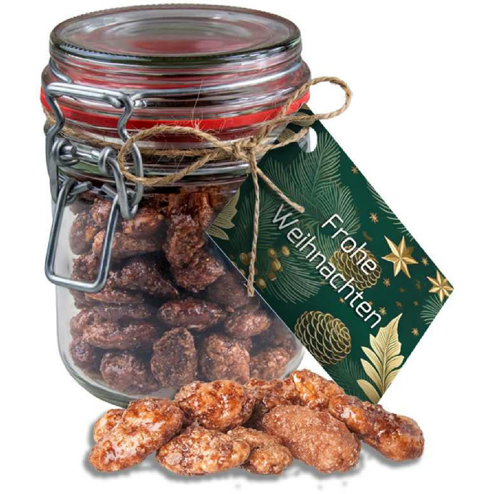 Product image Feuergebrannte Mandeln, ca. 190g, Bonbonglas Maxi mit Werbekarte Werbeartikel