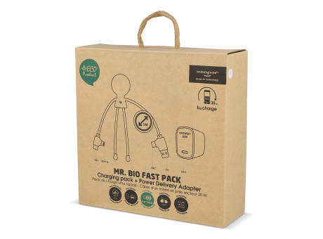 2090 - Xoopar Mr. Bio Langes Ladekabel + UK Stecker Adapter Werbeartikel