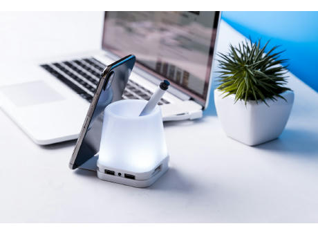 Stifteköcher mit USB-Hub Lumeo bedrucken