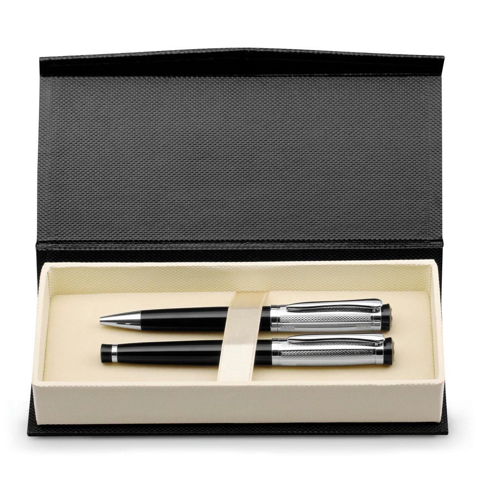 Product image ORLANDO. Kugelschreiber- und Rollerset aus Metall mit Clip Werbeartikel