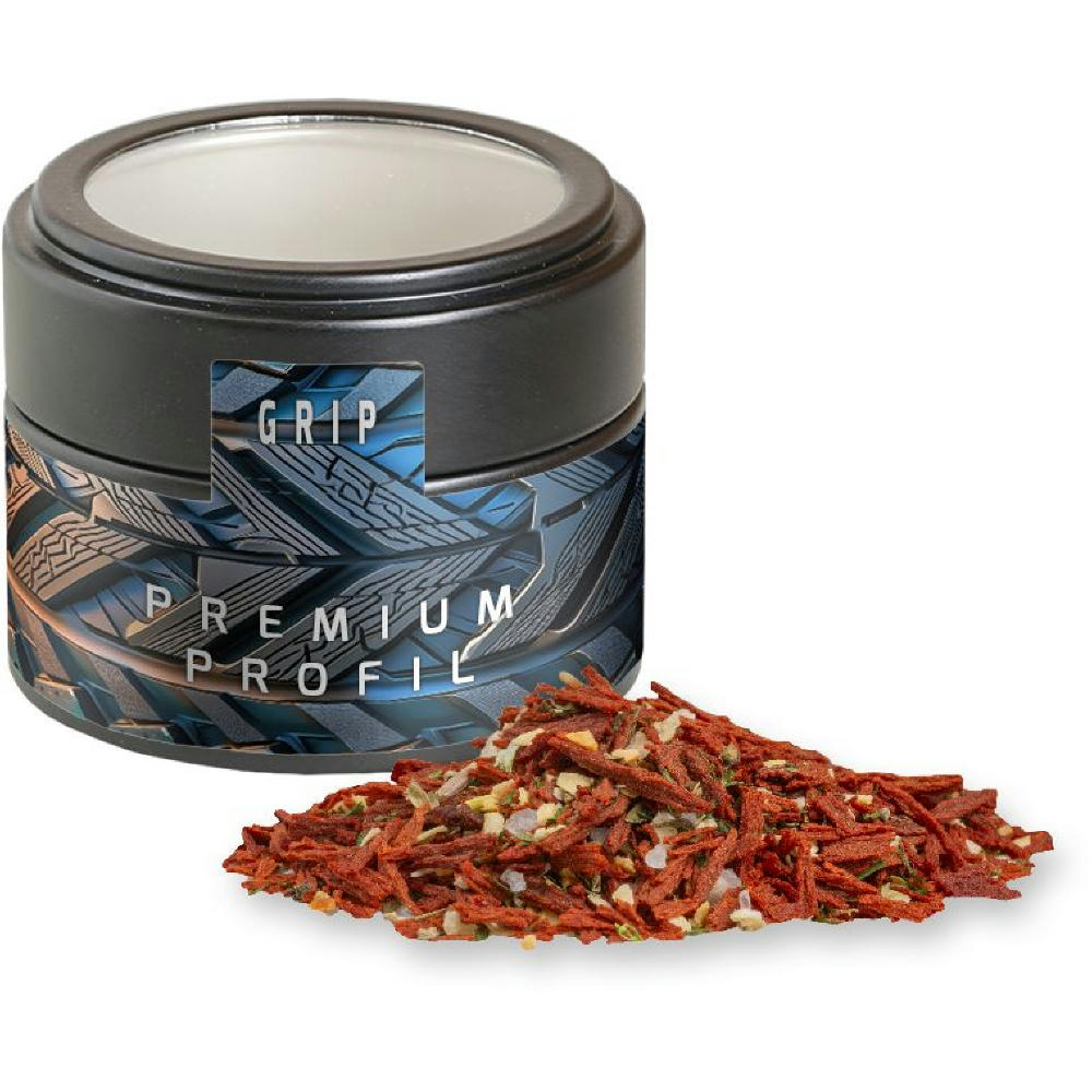 Product image Weihnachts Gewürzmischung Salat, ca. 50g, Metalldose Mini mit Sichtfenster schwarz Werbeartikel