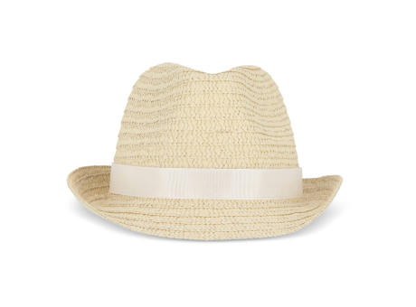 Pflanzlicher Strohhut mit farbigem Band Werbeartikel