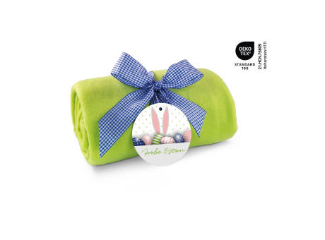 Product image Fleecedecke Frohe Ostern - apfelgrün - 120 x 150 cm, 180 g/m² Werbeartikel