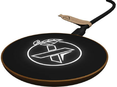 SCX.design W13 kabellose Ladestation aus Holz mit Leuchtlogo Werbeartikel