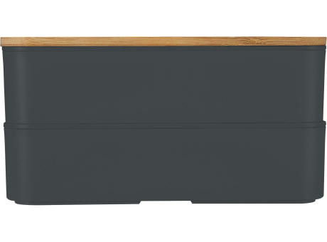 Doppel-Lunchbox mit Bambus-Schneidebrett und Besteck Werbeartikel