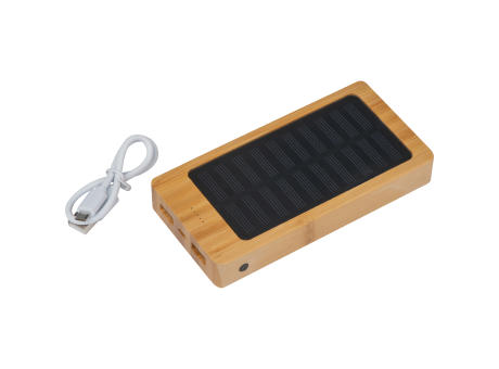 Solar Powerbank aus Bambus mit 8.000 mAh bedrucken