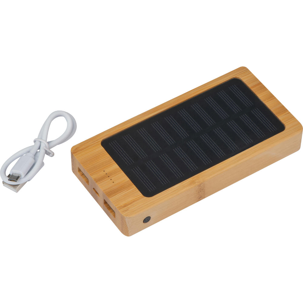 Product image Solar Powerbank aus Bambus mit 8.000 mAh Werbeartikel