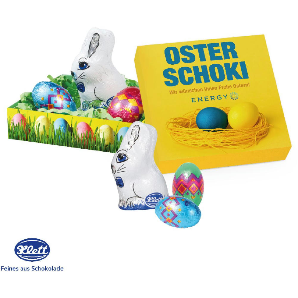 KLEINES OSTERNEST MIT KLETT SCHOKOLADE Werbeartikel