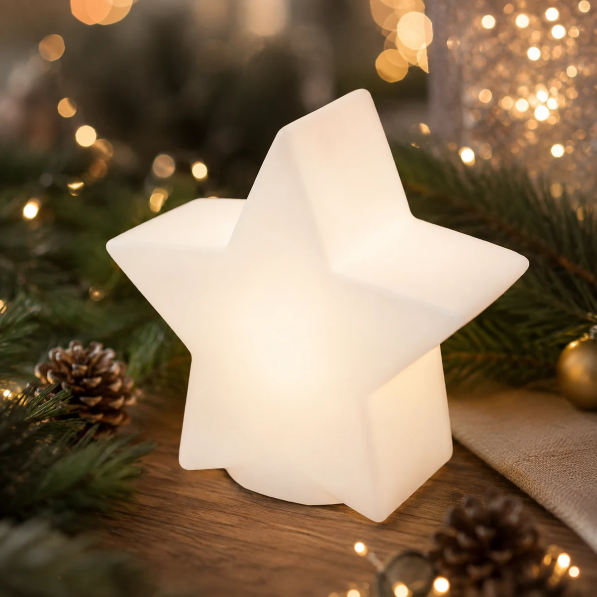 Product image Weißer LED-Leuchtstern als dekorativer Weihnachts-Werbeartikel für Unternehmen