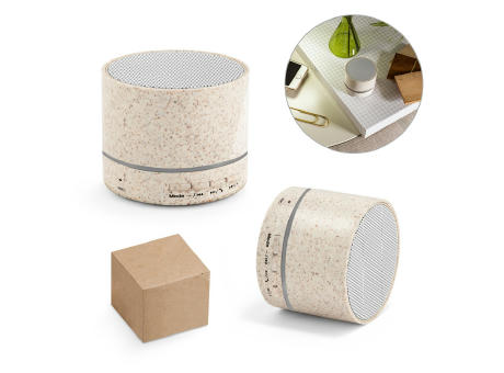 RE-LINEU. Lautsprecher mit 3W und 4h30m Akkulaufzeit aus Strohfaser Recyceltes ABS (100% rABS) Werbeartikel