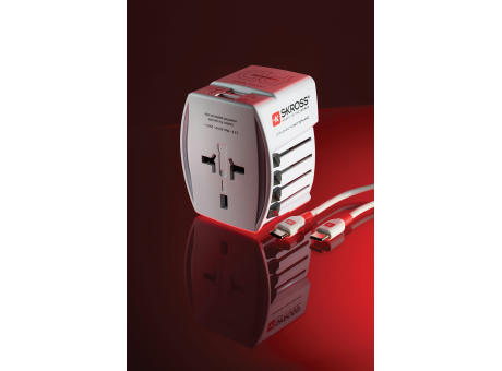 SKROSS World Travel Adapter MUV 65W PD mit USB-C-Kabel Werbeartikel