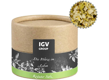 Gewürzmischung Kräutersalz, ca. 40g, Kraftpapierdose Mini Werbeartikel
