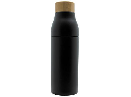 Doppelwandige und teilbare Flasche 'Shima', Bambusdeckel, 600ml Werbeartikel