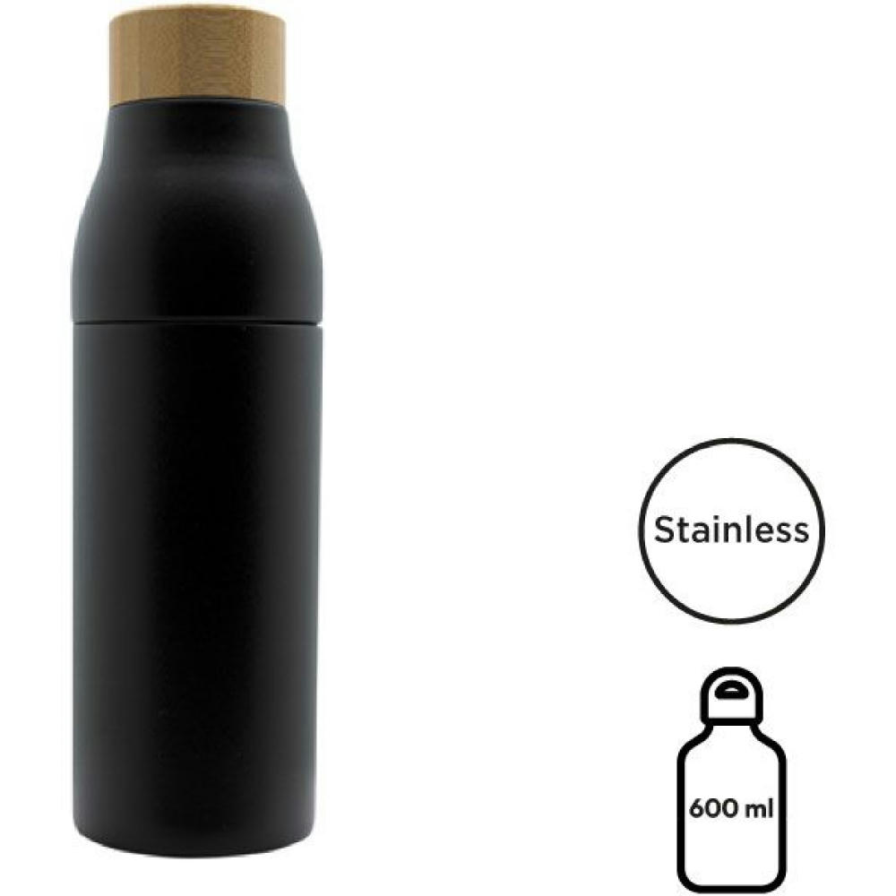 Product image Doppelwandige und teilbare Flasche 'Shima', Bambusdeckel, 600ml Werbeartikel