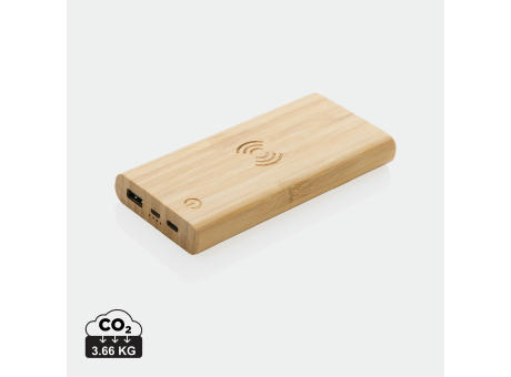 8.000mAh Bambus-Wireless-Powerbank bedrucken