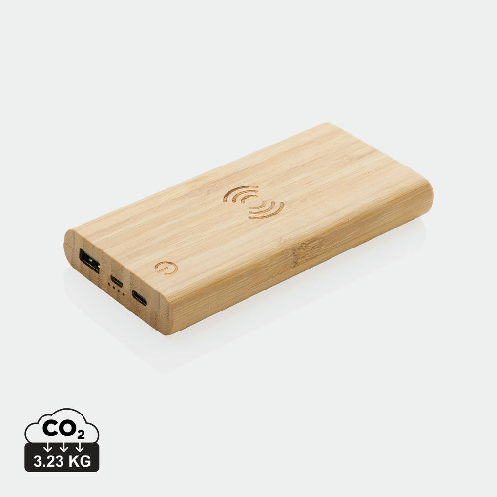 Product image 8.000mAh Bambus-Wireless-Powerbank Werbeartikel