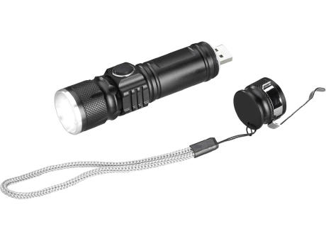Lichtstarke Taschenlampe mit wiederaufladbarem Akku Werbeartikel