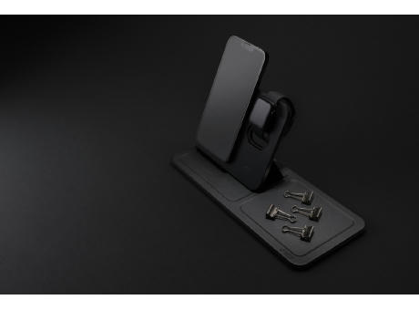 Swiss Peak 3-in-1- Wireless-Charging Desk-Tray aus RCS rPU Werbeartikel