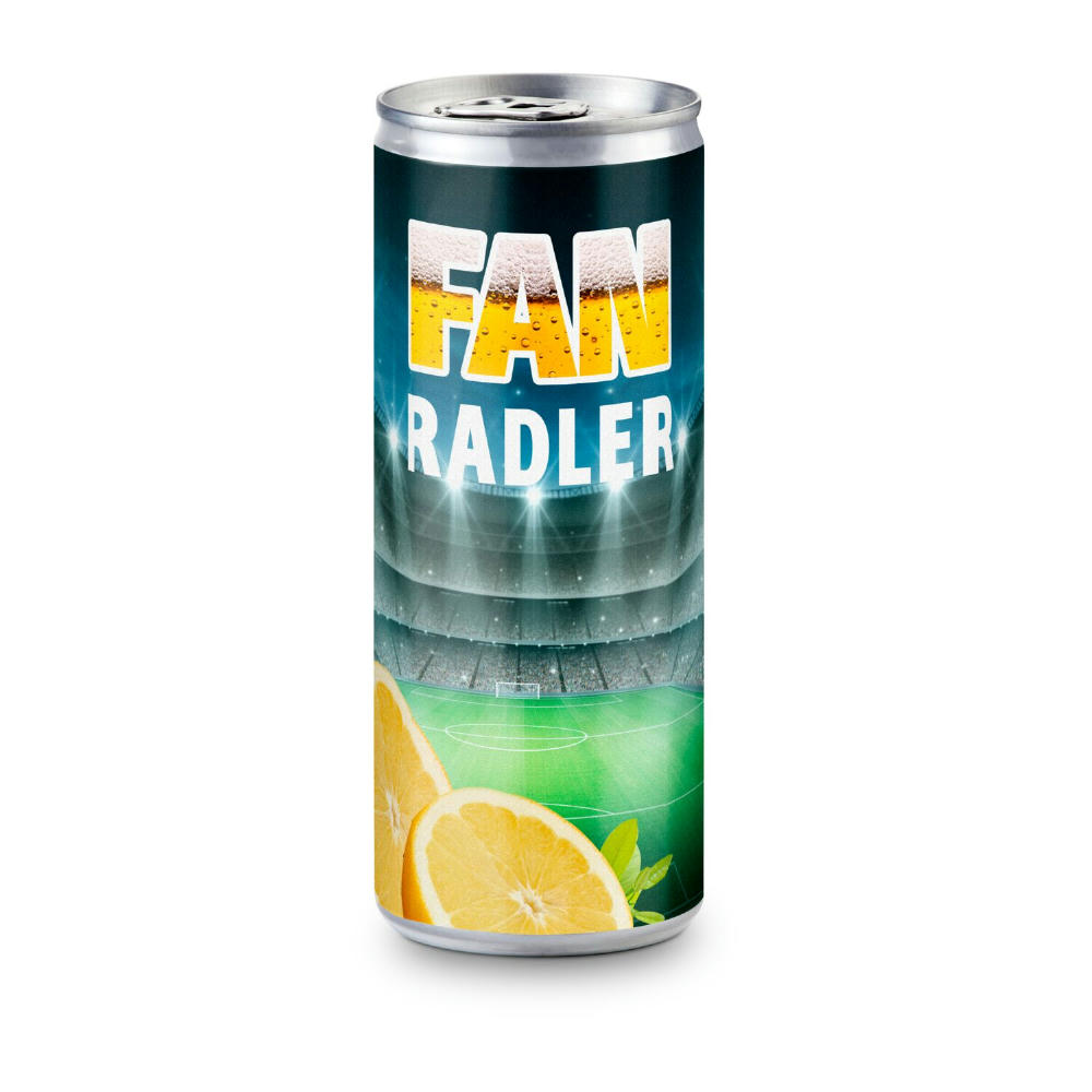 Radler - Mischgetränk aus Bier und Zitronenlimonade, spritzig und frisch - Folien-Etikett, 250 ml Werbeartikel