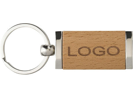 Schlüsselanhänger aus Metall & Holz Jennie Werbeartikel