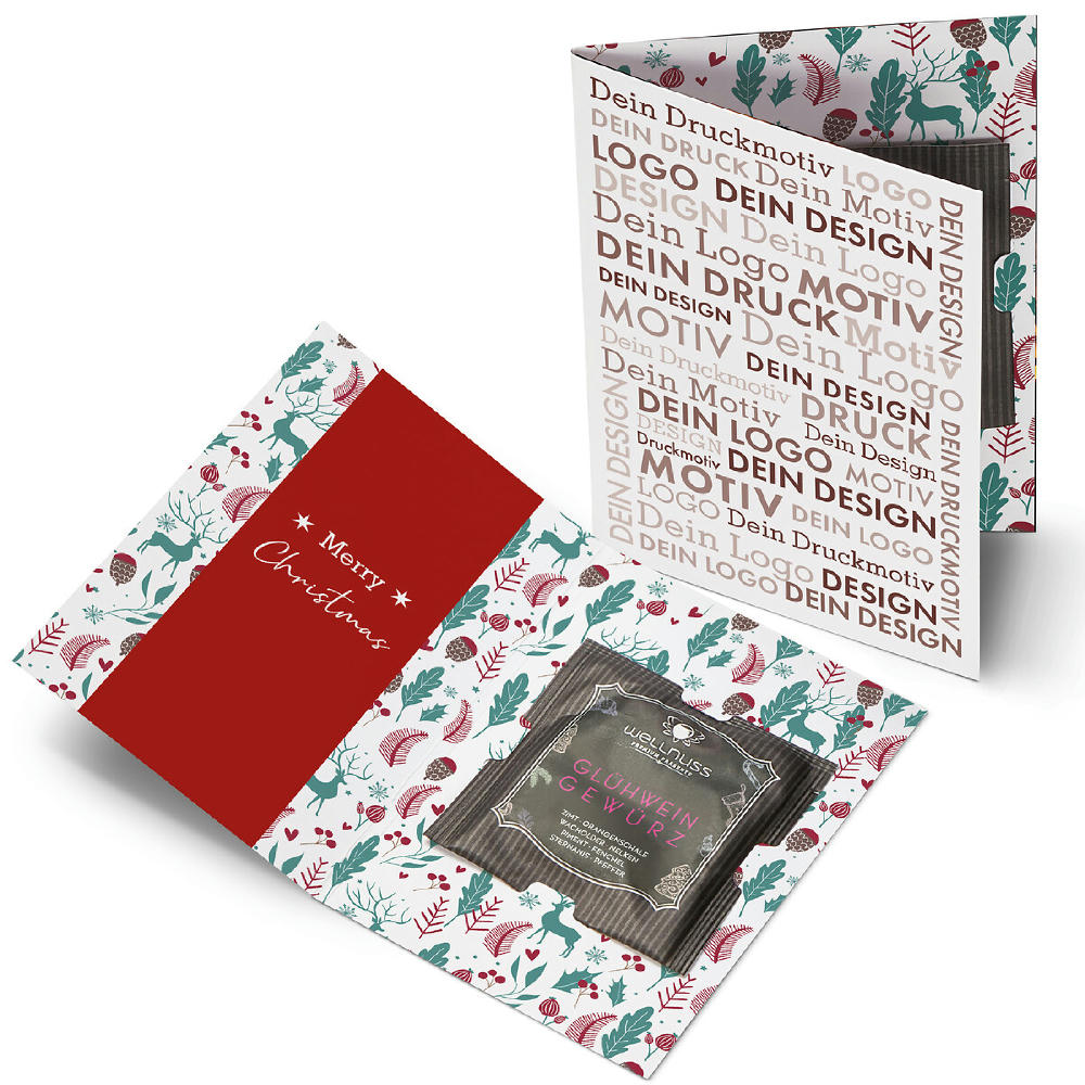 Product image Portionsbeutel Glühwein - oder Lebkuchengewürz (10g) in der Klappkarte Werbeartikel