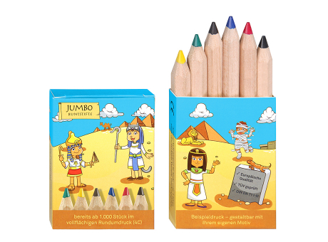 Product image JUMBO Buntstifte, 6er Set, inkl. individueller Rundumdruck Werbeartikel