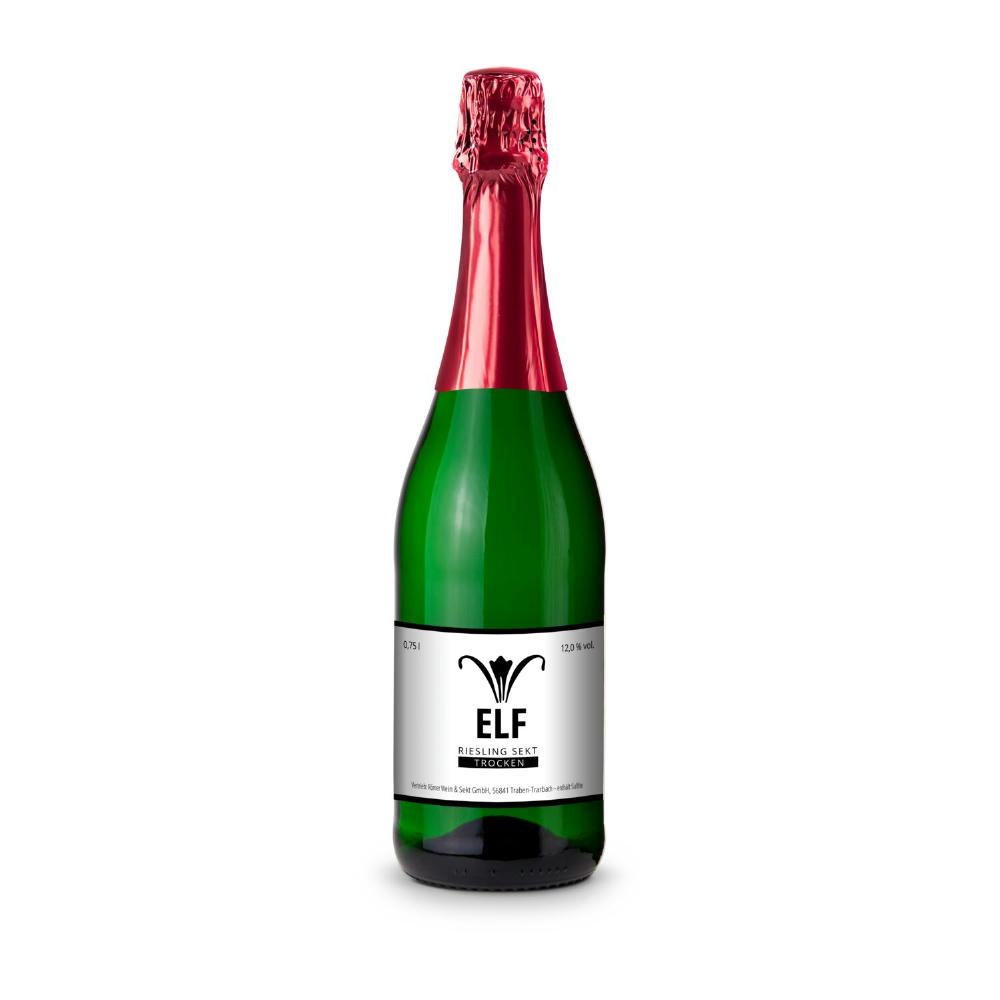 Sekt - Riesling - Flasche grün - Kapselfarbe Gold, 0,75 l Werbeartikel