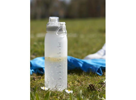 AQUA Stylische Tritantrinkflasche 900ml mit Trinkskala und Siebeinsatz Werbeartikel