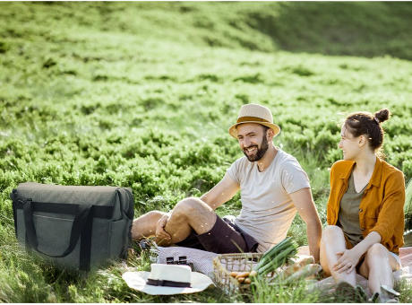 XL Isoliertasche 'Sakai', meliertes Grau RPET bedrucken