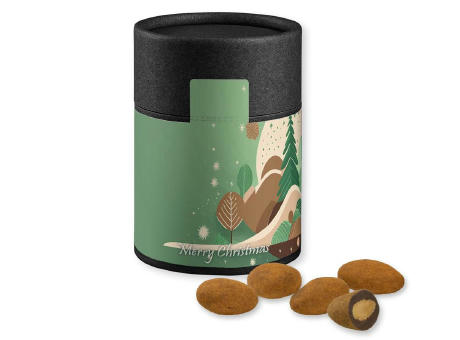 Product image Schokomandeln mit Zimt, ca. 80g, Kraftpapierdose Midi schwarz bedrucken