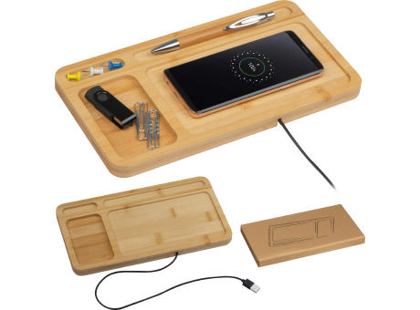 Deskorganizer mit integriertem Wireless Charger  Werbeartikel
