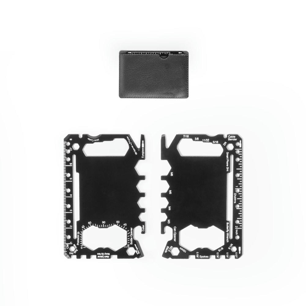 Product image PEEBLES. Multifunktionskarte aus Edelstahl mit 20 Funktionen Werbeartikel