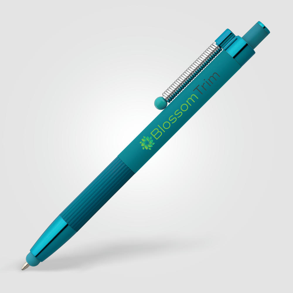 Lisbon Kugelschreiber einfarbig mit Fidget-Funktion und Stylus aus recyceltem Aluminium Werbeartikel
