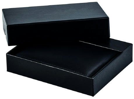 Kompaktes RFID Leder-Etui mit Geldscheinklammer und Kartenfächern bedrucken