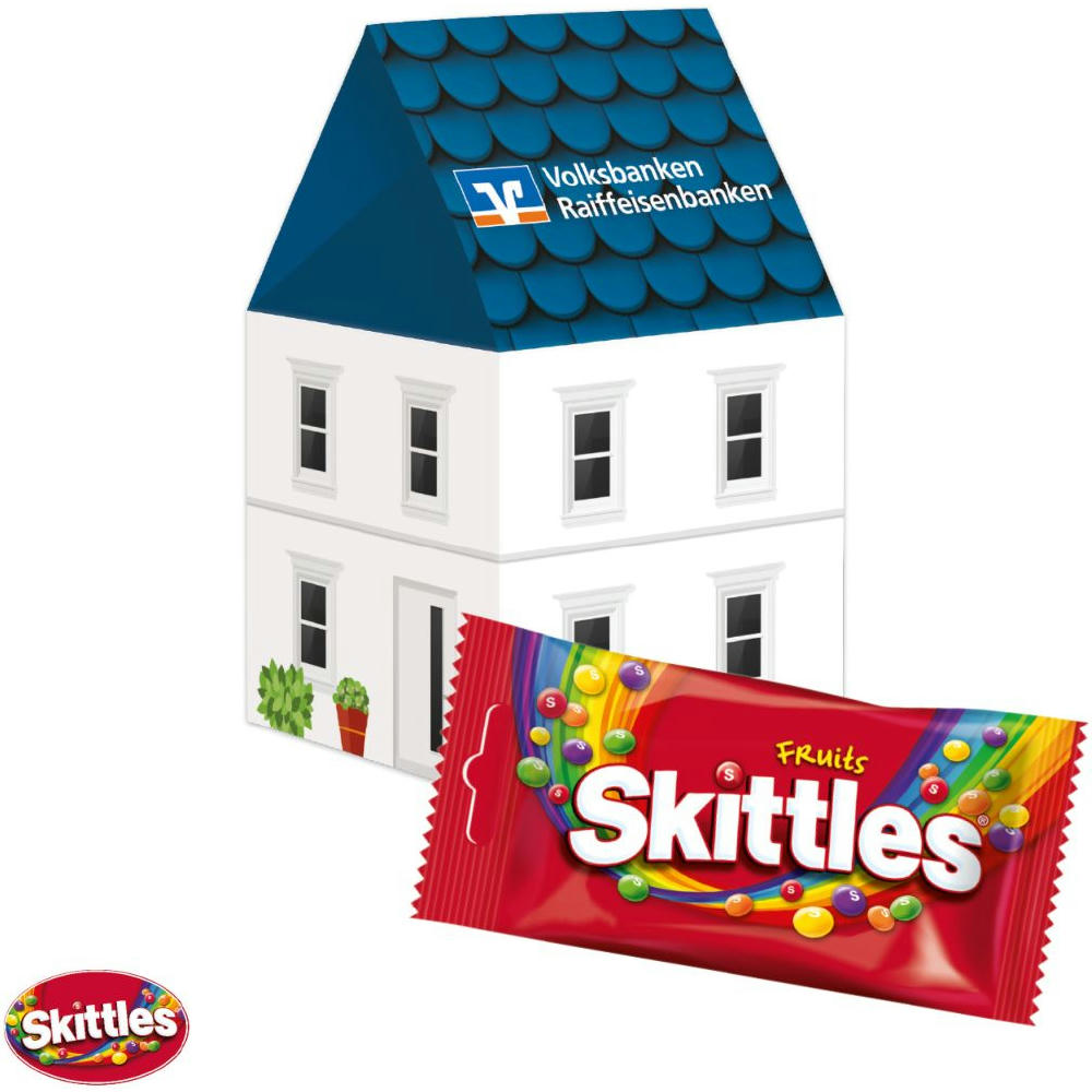 Product image 3D Präsent "Haus" mit Skittles® Werbeartikel